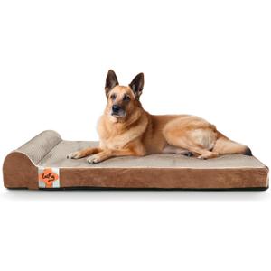 Laifug Orthopedic Dog Beds for Large Dogs,4.5" Memory Foam Dog Beds,Durable Water Proof Liner Removable and Washable, Nonskid Bottom, Brown 46"x28"x8"