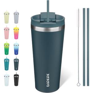BJPKPK 22oz Stainless Steel Insulated Tumbler With lid And Straw Travel Coffee Thermal Tumblers Cup For Women And Men,Navy Blue