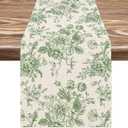AnyDesign Green Flower Table Runner Wildfloral Kitchen Dining Table Decoration Floral Table Cover for Indoor Outdoor Home Party Table Decor Supplies, 13 x 72 Inch, AD4113