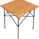 WILDROOTS Folding Camping Wood Grain Brown Table with Carry Bag, Lightweight Aluminum Table for Outdoor, Camping, Picnic, Cooking, Backyards, BBQ (L) (27.6*27.6*27.6in)