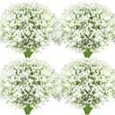 Ysleen 48 Pieces Artificial Flowers Plastic Baby Breath Flowers Faux Gypsophila DIY Floral Bouquets Arrangement Baby Breath Wedding Party Decoration for Party Home Office Garden Decor (White)