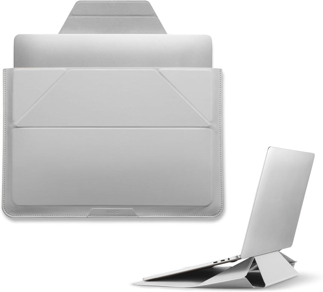 MOFT Laptop Carry Sleeve, 2-in-1 Laptop Bag & Stand for 15" MacBook Air & Dell/HP/Lenovo/Asus, Stylish Slim Computer Sleeve Bag with Expandable Storage for Computer Accessories, Misty Cove