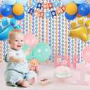 Blue Dog Birthday Decorations Dog Paw Party Decorations Paw Streamers Balloons 3.3 X 6.6ft Foil Fringe Curtains Photo Booth Prop Backdrop for Kids Birthday Party Decor