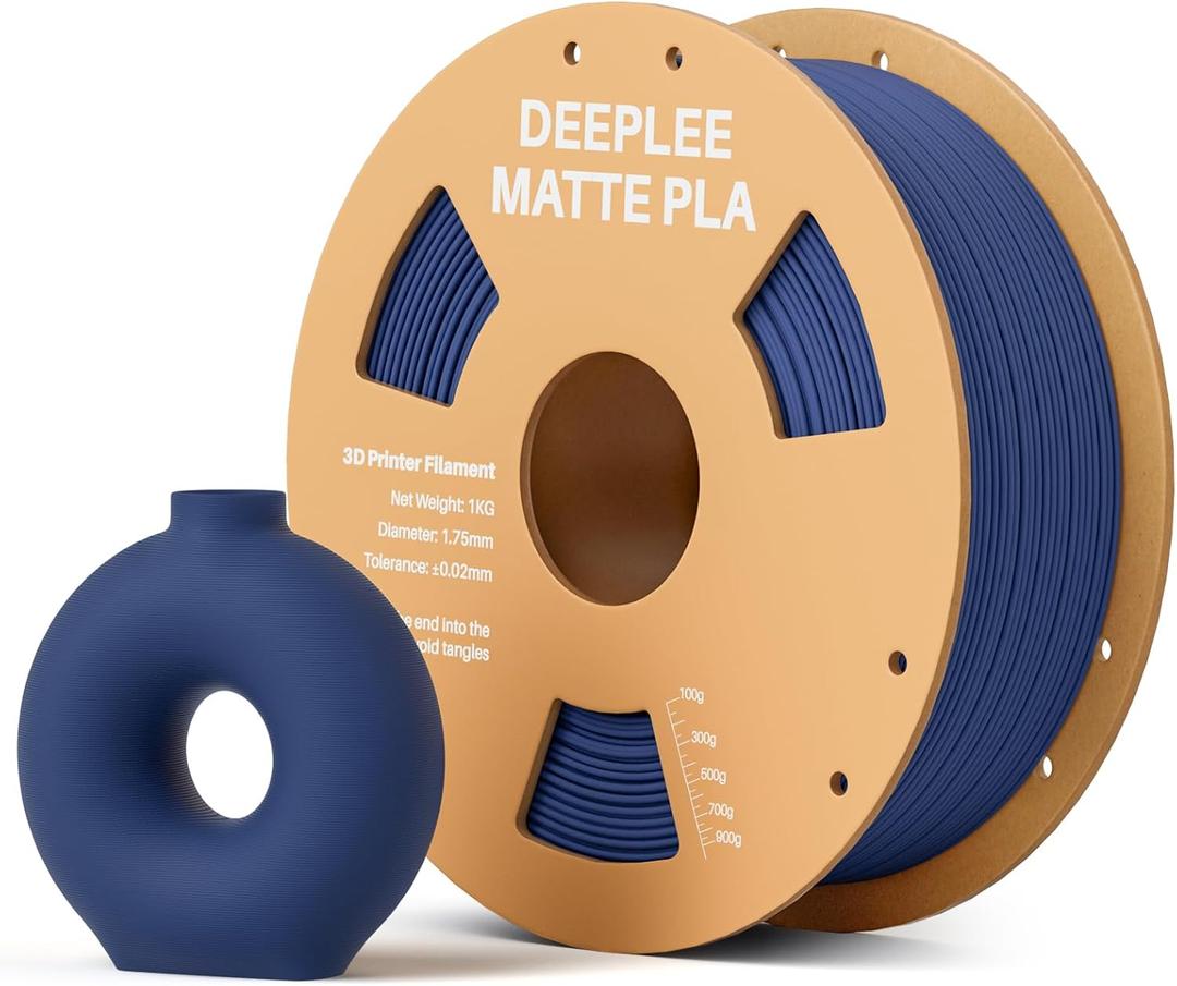 Matte PLA Filament 1.75mm, 3D Printer Filament Dimensional Accuracy +/- 0.02mm, No Clogging, Higher Toughness, Cardboard Spool 3D Filament, 1kg Navy Blue