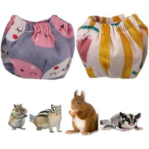 2PCS Squirrel Diapers, Reusable Diapers for Hamster, Fancy Rat, Groundhog, Small Pet (Grey, M, Count, 1)