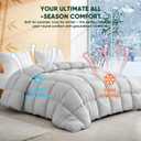 Cooling All-Season Down Alternative Comforter, Silver-Treated Lightweight Duvet Insert, Cool-to-The-Touch Bamboo Comforter, 100% Bamboo Viscose Outer Cover - Gray, King