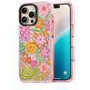 for iPhone 16 Pro Case Cute - Durable Shockproof 6.6 ft Drop Impact Phone Case - Funny Passion Flower Design (6.3") Glitter Pink