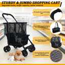 Folding Shopping Cart & Pet110lbs 2-in-1 Personal Cart with Removable Basket & Lower Dogs StrollerSingle-Hand Fold, Collapsible Utility Trolley Cart for Groceries, Laundry, Camping & Pet Traveling