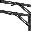 YUMORE Folding Shelf Brackets, 18 Inch Heavy Duty Collapsible Shelf Bracket, Black DIY L Bracket for Workbench Folding Table Hinge, Max Load: 330lb, 2 Pack