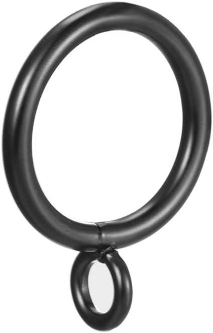 uxcell Curtain Rings Metal 1 Inch Inner Dia Drapery Ring for Curtain Rods Black 24 Pcs