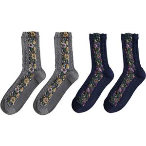 Flower Design Cable Knit Socks for Women