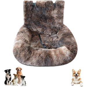 Car Seat Dog with Safety Straps,Fluffy Safety Pet Seat,Removable and Easy to Clean Protects from Dirt (Dark Coffee, 28 * 23in) (72x 60 cm)
