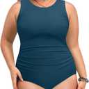 Daci Women Plus Size One Piece Swimsuit Tummy Control Athletic Bathing Suit Slimming Swimwear (XX-Large, Teal)