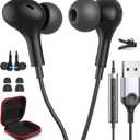USB Headphones for PC Laptop Magnetic 7.5FT Wired Earbuds Computer Headset with Microphone Mute Volume Control Noise Canceling in Ear Eartips Corded Earphones for MacBook Pro Zoom Meetings Chromebook (Black)