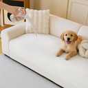 MYSKY HOME 100% Waterproof Couch Cover for Dogs Washable, Non Slip Couch Covers for 2 Cushion Sofa Pet Friendly, Thick Soft Sofa Covers Slipcovers Blanket Dog Bed Cover, Cream, 35"x70.9"