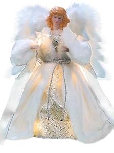 Cyraft Moving Angel Tree Topper with Lights, 12’’ White and Silver, Separately Controlled Flapping Wings and Bright LEDs, 6 On / 18 Off Hours Cycle