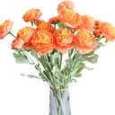 6PCS Artificial Ranunculus Flowers with Real Touch Stem Silk Ranunculus Flowers for Household Arrangement (Light Orange)