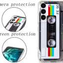 FAteamll Case for Galaxy S22 Shockproof Scratchproof with TPU Soft Bumper Retro Cassette Tape Case Compatible with Samsung Galaxy S22