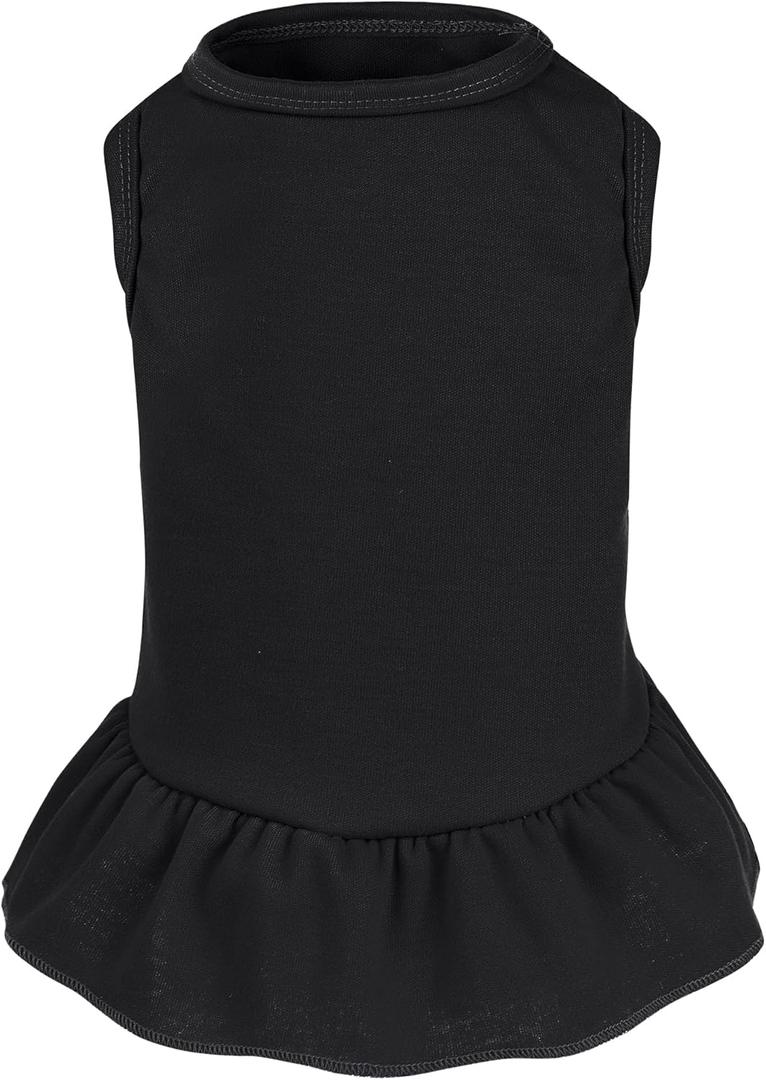 Dog Dresses Cat Skirt Solid Color Dog Clothes Summer Sleeveless Puppy Girl Clothes for Small Pet Dogs Cats (Black, X-Small)