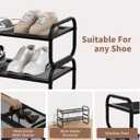2 Tier Shoe Rack - Expandable Shoe Organizer for Closet, Adjustable Metal Shoe Shelf Storage, Stackable Long Shoe Stand Holder for Garage, Entryway, Door Entrance