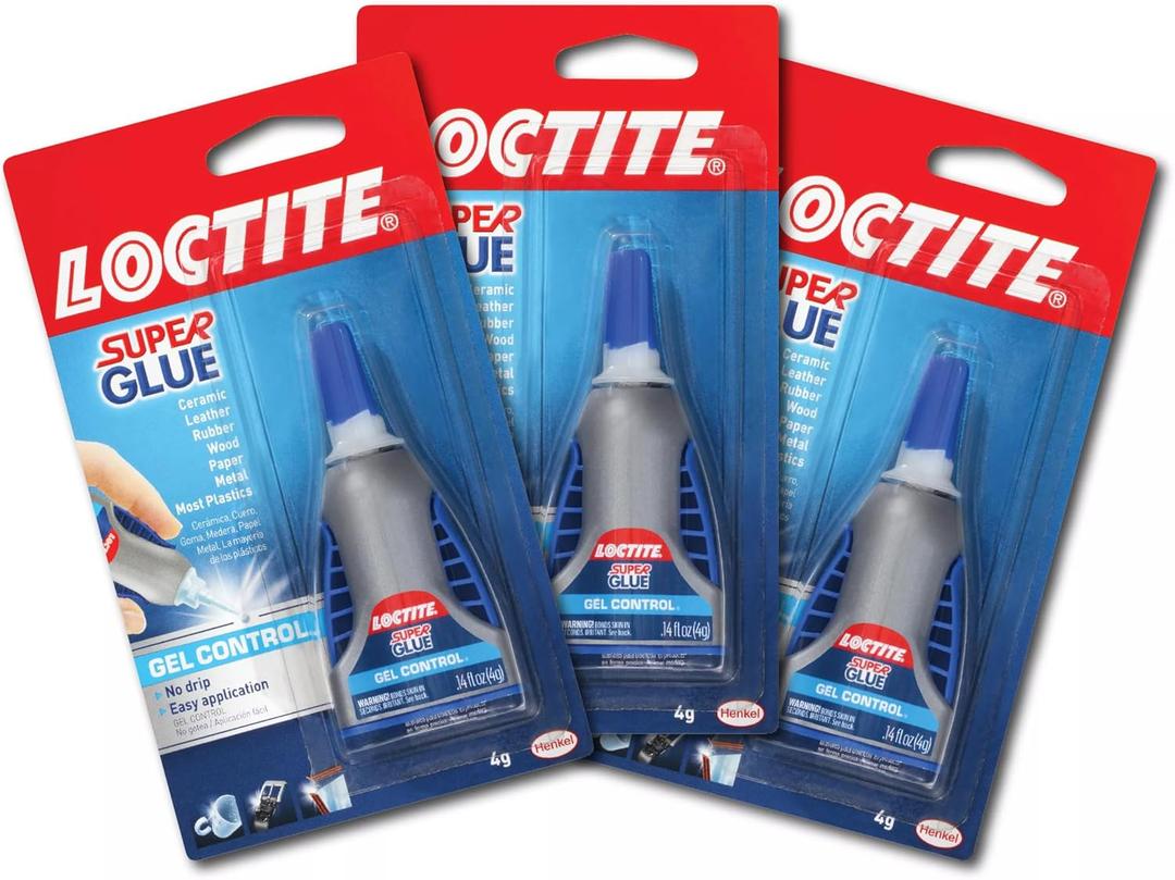 Loctite Super Glue Gel Control, Clear, 0.14 fl oz Bottle, Pack of 3