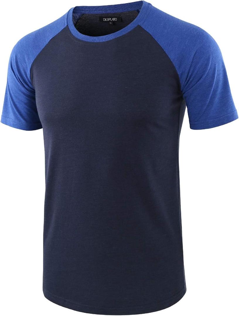Mens Casual Basic Vintage Active Short/Long Raglan Sleeve Crew Neck Running Hiking T Shirt, S