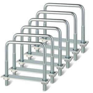 Square U Bolts 4 inch Wide, 3/8" D x 4" W x 5" L Galvanized U-Bolts for Boat Trailer Tube, Rectangular Wood and Metal Objects (6 PCS)