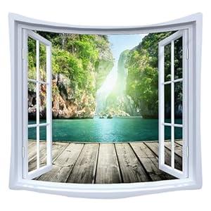 XIUYINHS Nature Forest Tapestry, Scenery Wall Mountain Tree Tapestry, for Home Office Dorm Indoor and Outdoor Decoration Large Size 59"(W) x59(L) GTCH(68)
