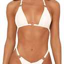 MIKETAI Sexy Bikinis for Women 2 Piece Bikini Spaghetti Strap Swimsuits Solid Color Bathing Swimwear Triangle Bathing Suit, Size M
