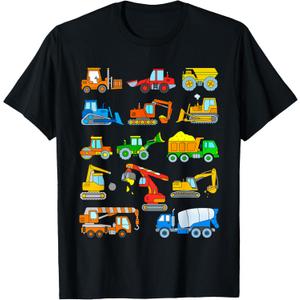 Construction Excavator for Boys Girls Men and Women T-Shirt (Small, Black)