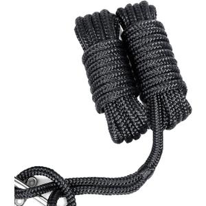 Marine-Grade Double-Braided Nylon Dock Line with 12 Eyelet.Hi-Performance Boat Rope Mooring Rope Dock Line (2 Pack, 3/8" x25', Black)