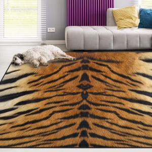 Naanle Tiger Print Area Rug 5'x7' Animal Print Polyester Area Rug Mat for Living Dining Dorm Room Bedroom Home Decorative