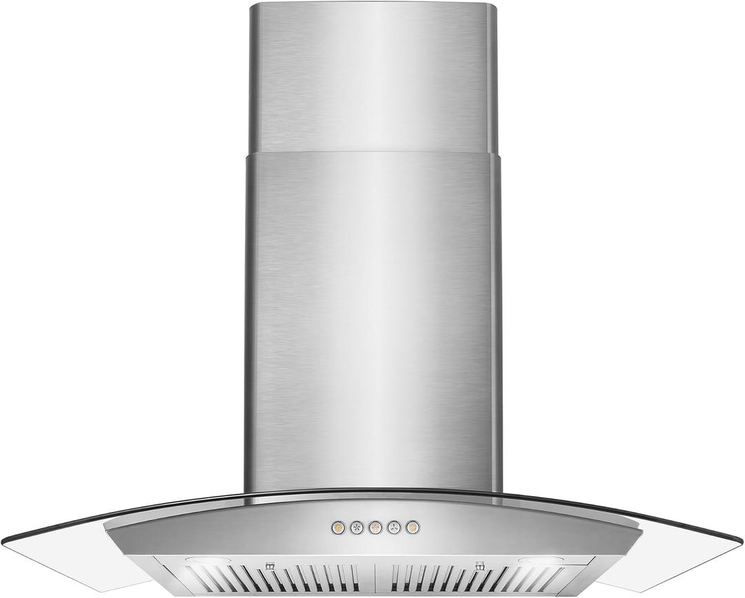 COSMO COS-668A750 30 in. Vista Collection 380 CFM Ducted Wall Mount Range Hood, Button Controls, LED Lights, Stainless Steel