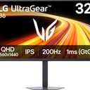 LG 32G620B-B 32-inch Ultragear IPS QHD 200Hz 1ms G-Sync Gaming Monitor
(2560 x 1440), NVIDIA G-Sync Compatible, AMD FreeSync Premium, HDR10, HDMI, DisplayPort, Tilt/Height/Swivel/Pivot Stand