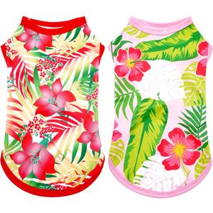 2PCS/Pack Dog Sun Shirts UV Protection Cooling Vest for XXXL Large Dogs Hawaiian Tee Shirt Sleeveless Quick Dry Soft Light Weight Stretchy Pink Red Summer Tank Top