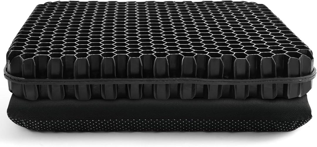 Gel Seat Cushion for Long Sitting - 16.5" x 14.5" x 2.4" (Extra ThickSoft) Gel Cushion for People Over 180 lbs, Pressure Relief Cushion for Office Chair, Egg Cushions for Wheelchair, Gel Pad for Car (Thicken Size Black Gel)