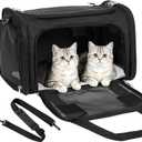 Discala Cat Dog Carrier Pet Carrier for Small Medium Cats Puppies Dog Carriers for Small Dogs Collapsible Soft Sided Cat Travel Carrier - Black 21 * 13 * 13