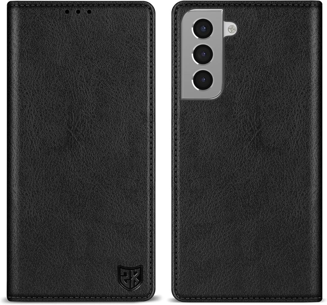 ZZXX for Samsung Galaxy S21 Wallet Case with [RFID Blocking] Card Slot Stand Strong Magnetic Leather Flip Fold Protective Phone Case for Samsung Galaxy S21 Case Wallet(Black-6.2 inch)