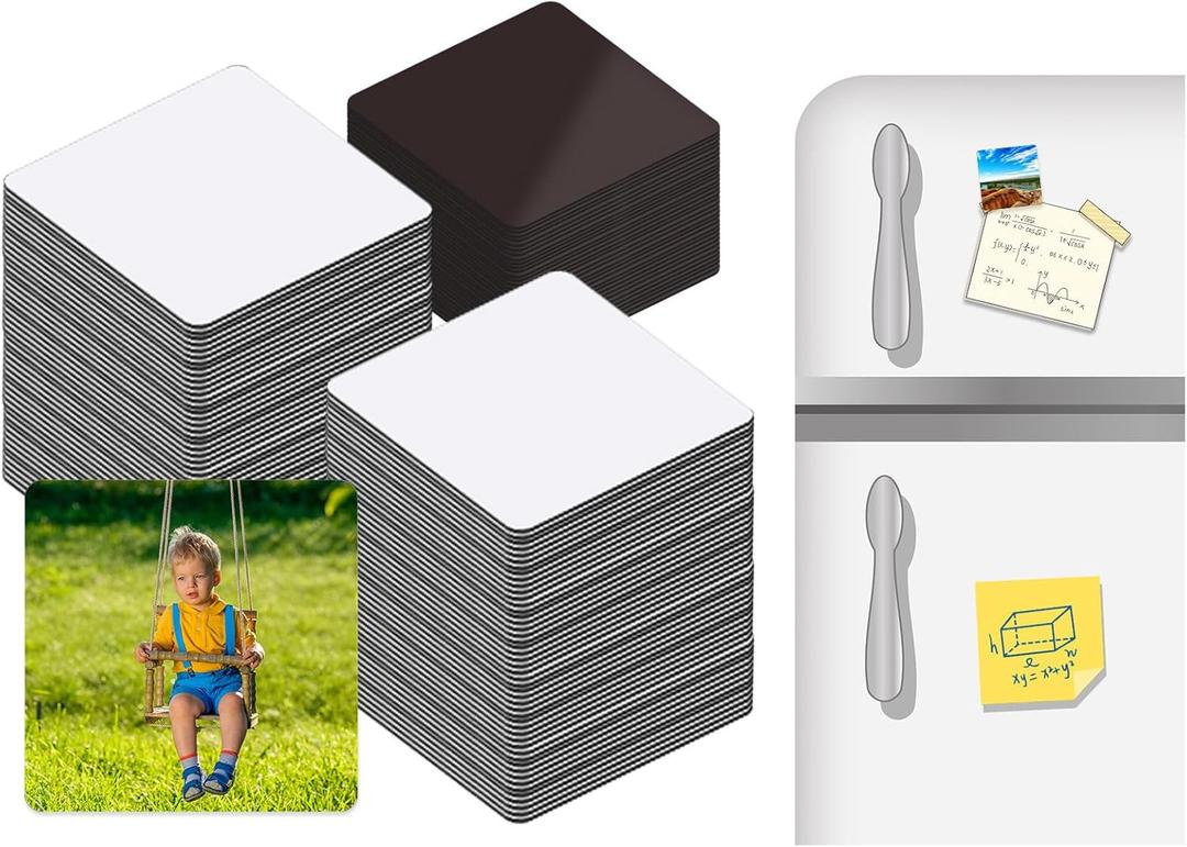 50 PCS Sublimation Magnet Blanks Metal Products Bulk Square 25 Metal Sublimation Blanks and 25 Magnets 3x3 inch Sublimation Fridge Magnet Aluminum Sign Blanks for Kitchen Office Decorative