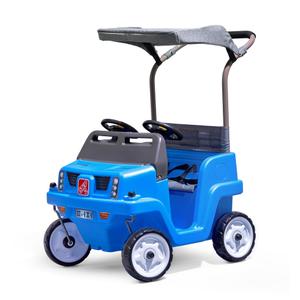 Step2 Side-by-Side Push Around SUV, 2-Seater Kids Push Car with Seat Belts, Dual Steering Wheels & Horns, Adjustable Canopy, Ages 18 months–5 years, Max 100 lbs., Durable Plastic, Blue