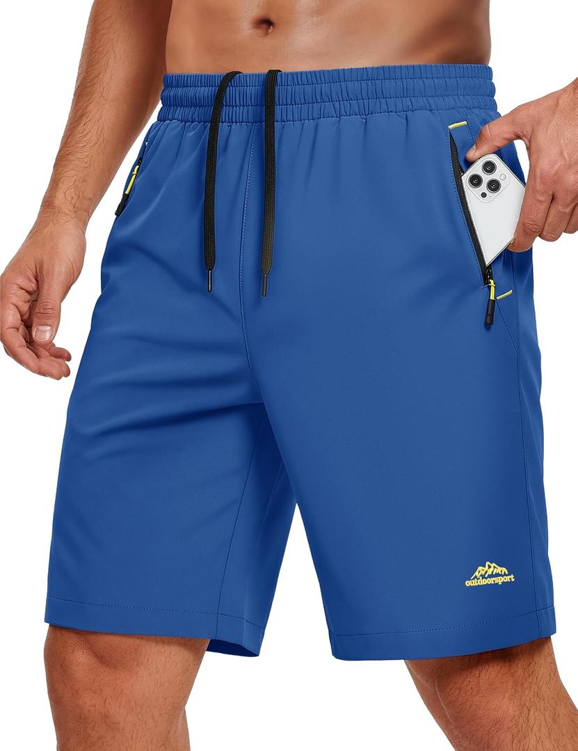 MAGCOMSEN Men's Workout Gym 9" Shorts Quick Dry Lightweight Summer Casual Athletic Hiking Shorts for Men with 3 Pockets (Blue)