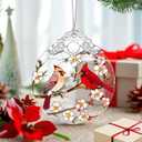 Cardinal Ornament  Christmas Decoration & Christmas Ornament; Stained Glass Holiday Decoration (Holiday Present, Bauble Present, Gift Idea, Gift Exchange) | Heirloom Keepsakes