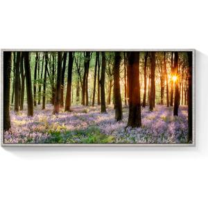 Lavender Forest Canvas Wall Art: Landscape Framed Picture Modern Violet Woodland Painting Sunset Scenery Artwork Prints Decor for Bedroom, 40"L x 20"W