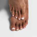 BTArtbox Toe Nails Press On Short, Brown Ombre Press On Toenails Square for Women, Squoval Press on Toe Nails with Glue, Fake Toenails in 16 Sizes- 32 Toenails Kit, Baby Boomer Brown