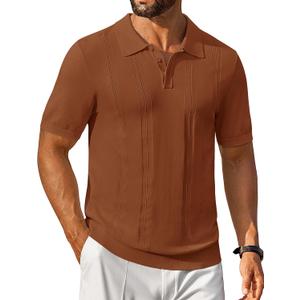 Cotrasen Mens Short Sleeve Knit Polo Shirts Regular Fit Collared T-Shirts Casual Lightweight Golf Polo (Brown, XXL)