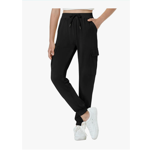 EXARUS Girls Pants Cargo Joggers Teen Slim Fit with Zip Pockets Kids Quick Dry Lightweight Drawstring High Waisted, Size -M