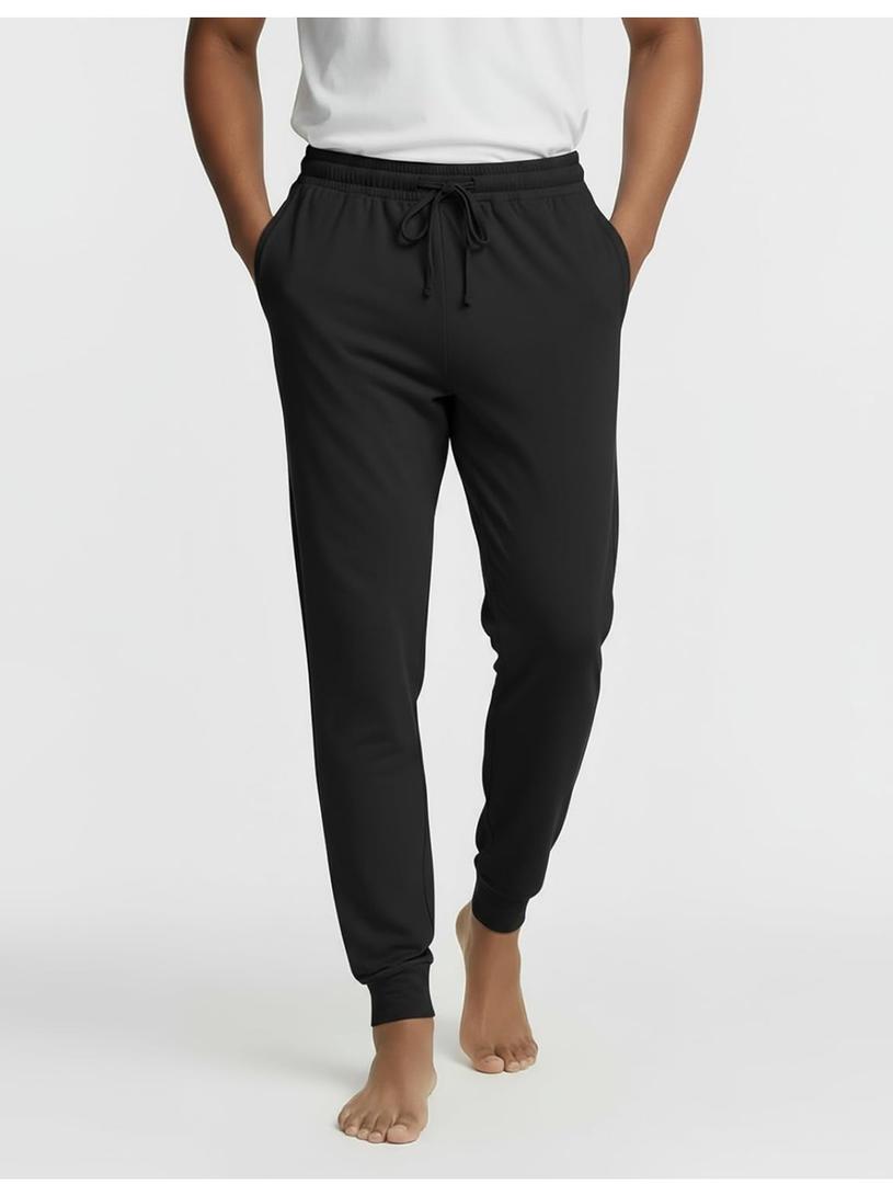 Real Essentials 1Pack: Men's Soft Lounge Sleep Joggers - Pajama Pants Drawstring & Pockets , XL