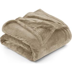 Utopia Bedding Fleece Blanket Queen Size Camel 300GSM Luxury Fuzzy Soft Anti-Static Microfiber Bed Blanket (90x90 Inch)