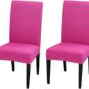 2 Pack Dining Chair Covers, Stretch Spandex Removable Washable Protector Chair Slipcovers for Dining Room Kitchen Hotel (Rosy)