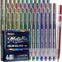 Metallic Gel Pens, 48 Colored Pens for Black Paper & White Paper, 1.0 mm Point Colorful Pens for Coloring, Writing, Drawing, Journaling, Note Taking, Office, Home
